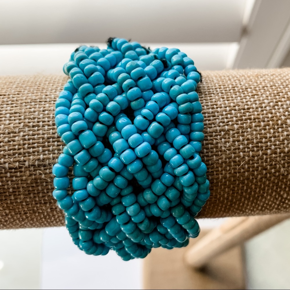 Turquoise beaded heavy elasticized bracelet